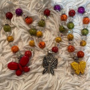 Handmade gemstone butterfly bracelet set of 3